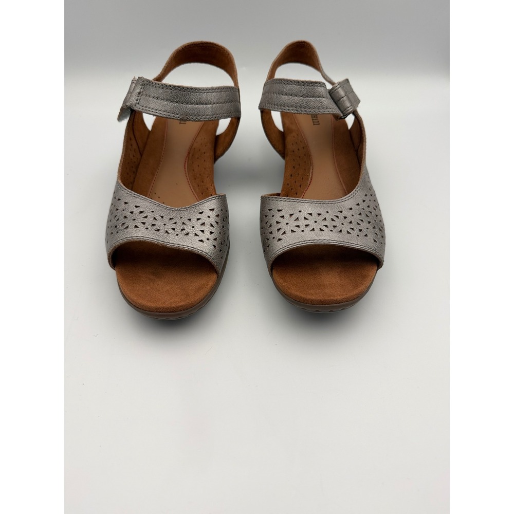 Cobb Hill Women Pewter Leather Laser Cut Slingback Heels CH9181 Size 8.5W